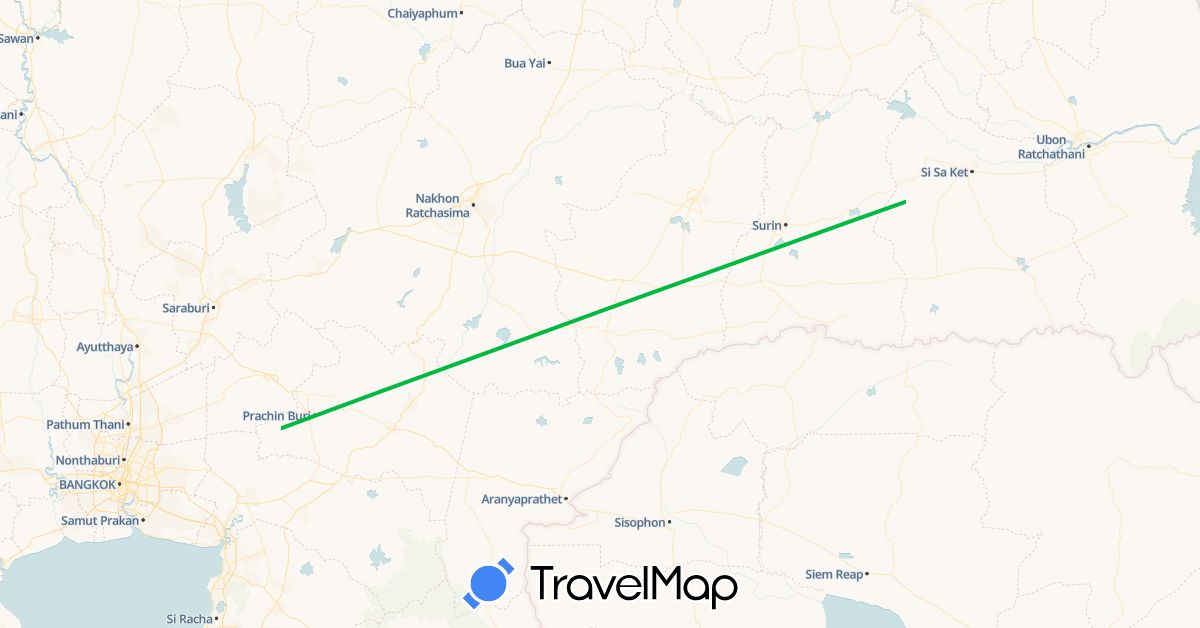 TravelMap itinerary: bus, plane in Thailand (Asia)